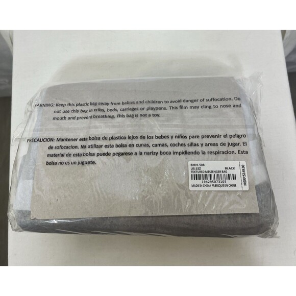 Bagley Mischka Textured Messenger Bag Tweed Black Gold Vegan Leather NEW - Picture 7 of 9